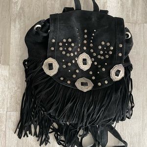 Black Fringe Chic Backpack